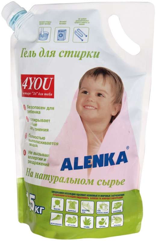 Гель для прання ALENKA, універсальний, автомат, ручне прання, 1,5л